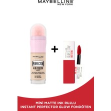 Maybelline New York Instant Perfector Glow 4 Etki 1 Arada Fondöten- 00 Fair Light & Maybelline Mini Matte Ink