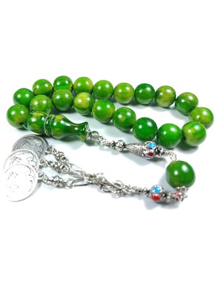 İskeçe Tesbih 3 Dallı Alman Gümüş Püskül Kombinli Maskot Sıkma Kehribar Model 3131