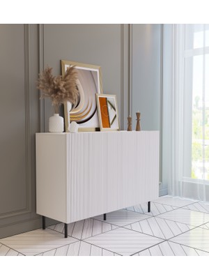 Suba Home Modern Ergonomik 120 cm Beyaz Konsol - Demir Ayaklı Estetik Tasarım