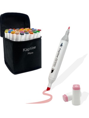 Kapvoe 36’lı Çift Uçlu Touch Marker Art Tasarım Kurecolor Twin Marker Kalem Seti Taşınabilir Çanta