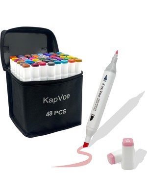 Kapvoe 48’li Çift Uçlu Touch Marker Art Tasarım Kurecolor Twin Marker Kalem Seti Taşınabilir Çanta