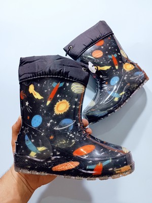 Zenege Çocuk Çizme Yağmur ve Kar Botu Soğuk Geçirmez Kürklü