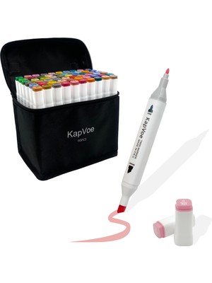 Kapvoe 60’lı Çift Uçlu Touch Marker Art Tasarım Kurecolor Twin Marker Kalem Seti Taşınabilir Çanta