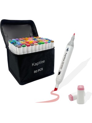 Kapvoe 80’li Çift Uçlu Touch Marker Art Tasarım Kurecolor Twin Marker Kalem Seti Taşınabilir Çanta