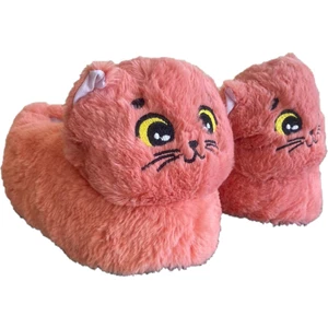 Panduf Sevimli Kedi Hayvan Figürlü Peluş Kışlık Rahat Ev Terliği