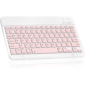 Bluetooth 10 Inç Ios Windows Android Uyumlu Kablosuz Klavye - Türkçe - Şarjlı - Sessiz - Multimedia - Ultra Ince Pembe