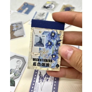 Kağıt Gemi Dükkan Vintage Çiçek Lacivert 50 Yaprak Defter Sticker Çıkartma Bullet Journal Defter Süsleme