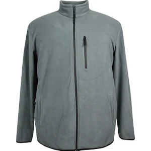 Maruf Shop Büyük Beden Fermuarlı Polar Sweatshirt Gri