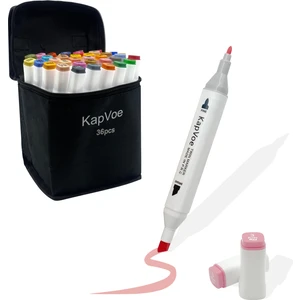 36’lı Çift Uçlu Touch Marker Art Tasarım Kurecolor Twin Marker Kalem Seti Taşınabilir Çanta