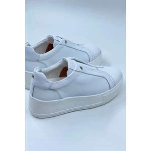 MAT DERİ Kadın Nude Spor Ayakkabı Hakiki Deri Gizli Lastikli Yüksek Taban Sneaker
