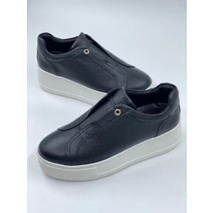 MAT DERİ Kadın Nude Spor Ayakkabı Hakiki Deri Gizli Lastikli Yüksek Taban Sneaker