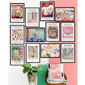Wooden Factory Henri Matisse Tablolarından Oluşturulmuş Sanatsal Set, 12 Parça Çerçeve Görünümlü Mdf Tablo Seti,