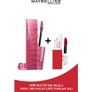 Maybelline New York Vinyl Ink Uzun Süre Kalıcı Likit Parlak Ruj 20 Coy & Maybelline Mini Matte Ink