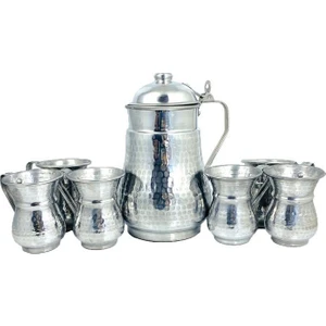 Tiesa Home Alüminyum 7 Parça Dövme Desenli Sürahi Su Bardak Takımı