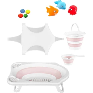 Free Bebek Katlanır Bebek Yıkama Banyo Seti 6 Parça Balık Hediyeli