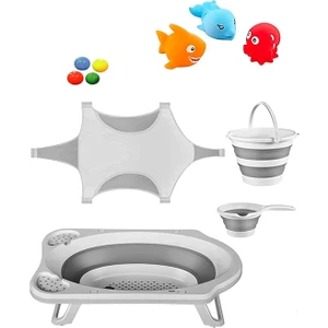 Free Bebek Katlanır Bebek Yıkama Banyo Seti 6 Parça Balık Hediyeli