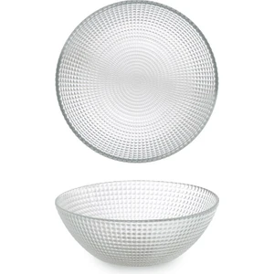 Porselen Diyarı Kare Desenli Cam Salata Kasesi 17 cm