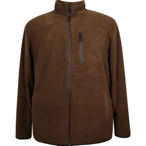Büyük Beden Fermuarlı Polar Sweatshirt Kahverengi