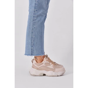 Tonny Black Kadın Bej Poli Taban Kumaş Bağcıklı Sneaker