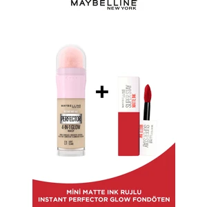 Maybelline New York İnstant Perfector Glow 4 Etki 1 Arada Fondöten - 01 Light & Maybelline Mini Matte Ink