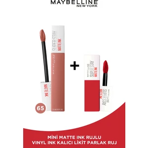 Maybelline New York Super Stay Matte Ink Likit Mat Ruj - 65 Seductress - Nude & Maybelline Mini Matte Ink