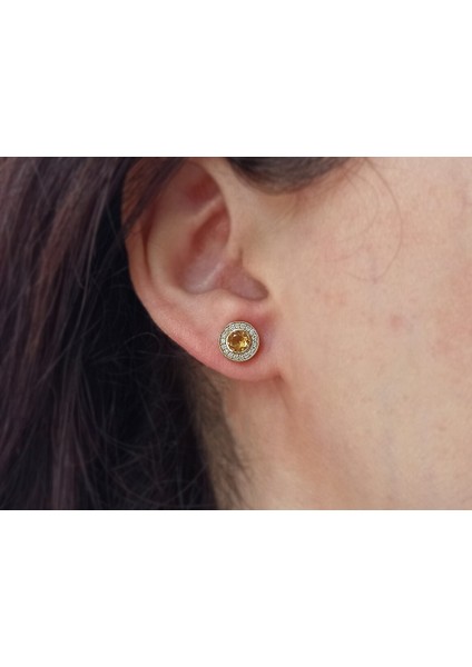 Sitrin Taşlı Pırlanta Küpe 0444E0014 modelleri