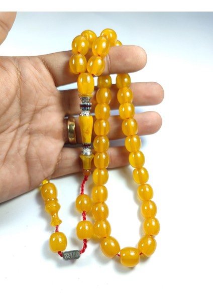 Ebu Zeyn Usta Işi Imzalı 925 Ayar Nakkaş Imame Sıkma Kehribar NO:3213 fırsatları