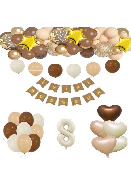 Kahverengi Krem Lüks Parti Seti