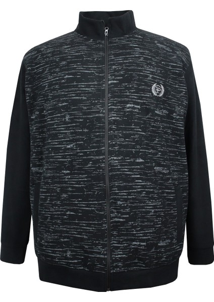 Büyük Beden Fermuarlı Selanik Sweat Siyah