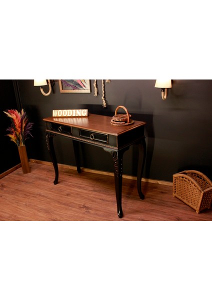 Wooding 120 cm Masif Ceviz Siyah Oymalı Dresuar modelleri