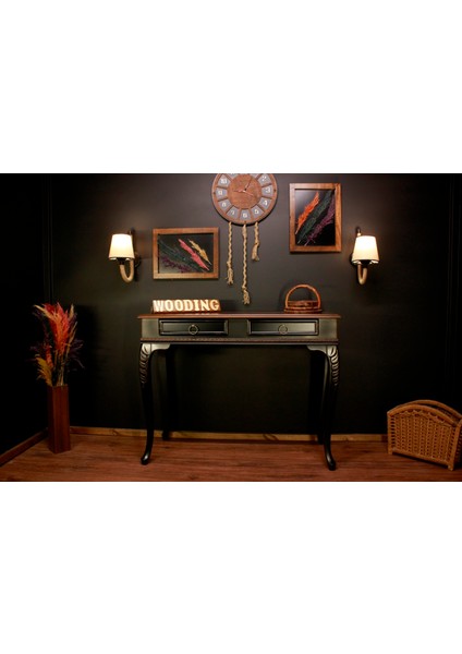 Wooding 120 cm Masif Ceviz Siyah Oymalı Dresuar fırsatları