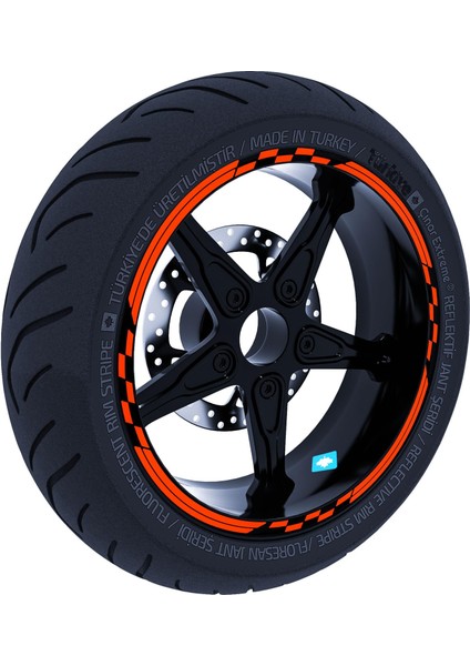 Moto Gp Yarış Bayraklı Floresan Turuncu Jant Şeridi Sticker Çınar Extreme