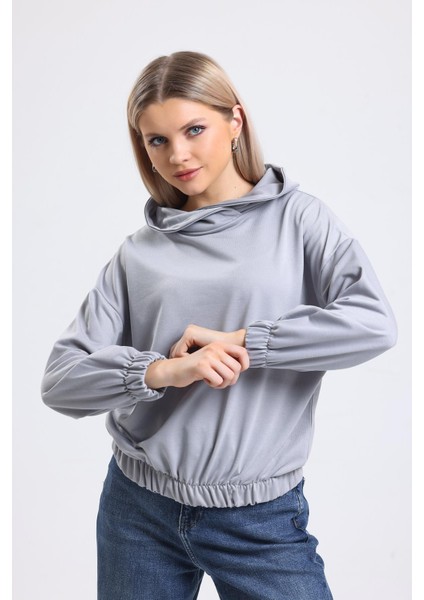 Sd Luxury Yaka Detaylı Beli Lastikli Kadın Sweatshirt