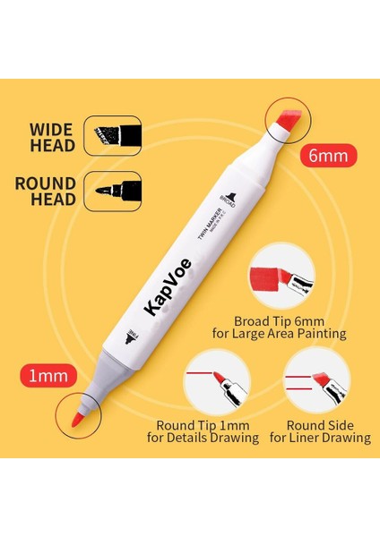 36’lı Çift Uçlu Touch Marker Art Tasarım Kurecolor Twin Marker Kalem Seti Taşınabilir Çanta