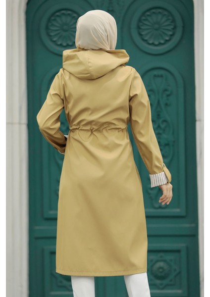 Kapşonlu Camel Tesettür Trençkot 613C fırsatları