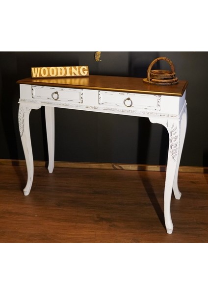 Wooding 120 cm Masif Ceviz Beyaz Oymalı Dresuar