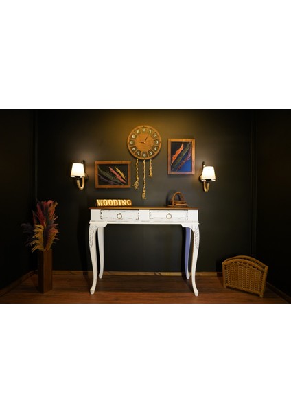 Wooding 120 cm Masif Ceviz Beyaz Oymalı Dresuar modelleri