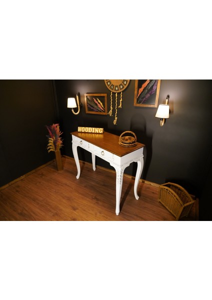 Wooding 120 cm Masif Ceviz Beyaz Oymalı Dresuar fırsatları