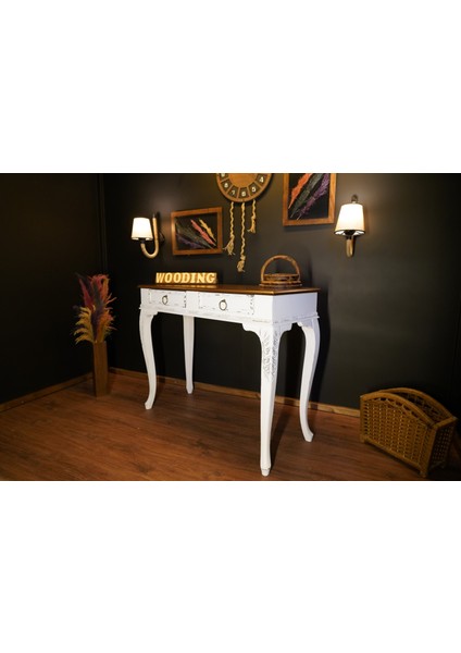 Wooding 120 cm Masif Ceviz Beyaz Oymalı Dresuar indirimleri