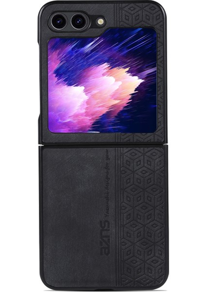 Samsung Galaxy Z Flip5 Pu Için Telefon Kılıfı- Siyah (Yurt Dışından)