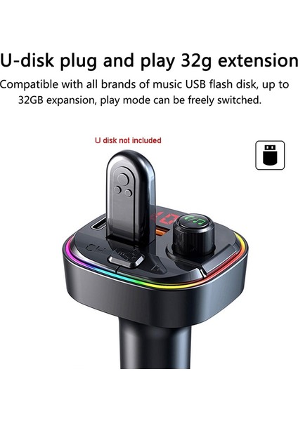 C13 Çok Fonksiyonlu Araç Çift USB Şarj Cihazı - Siyah (Yurt Dışından)