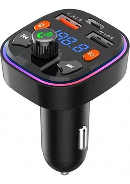 S5 Bluetooth Araba Şarj Cihazı Araba Fm Verici - Siyah (Yurt Dışından)