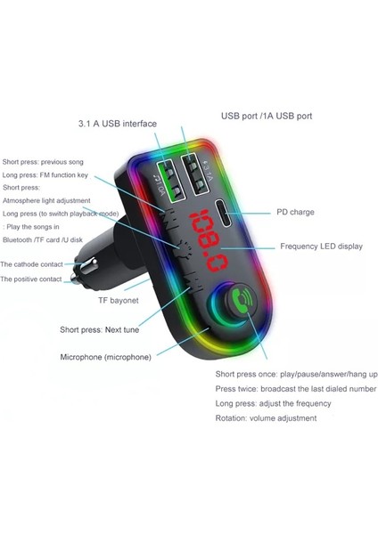 Bluetooth Araba Mp3 Çalar - Siyah (Yurt Dışından)