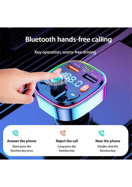 S3 Bluetooth Araba Şarj Cihazı Arabası Fm Verici - Siyah (Yurt Dışından)
