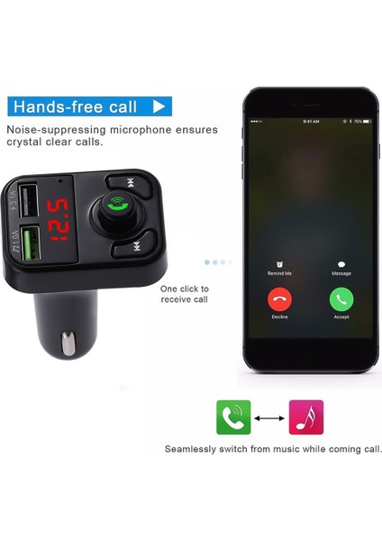 X3 Wiress 5.0 Eller Araba Kiti Fm Wiress Ses Alıcı - Siyah (Yurt Dışından) indirimleri