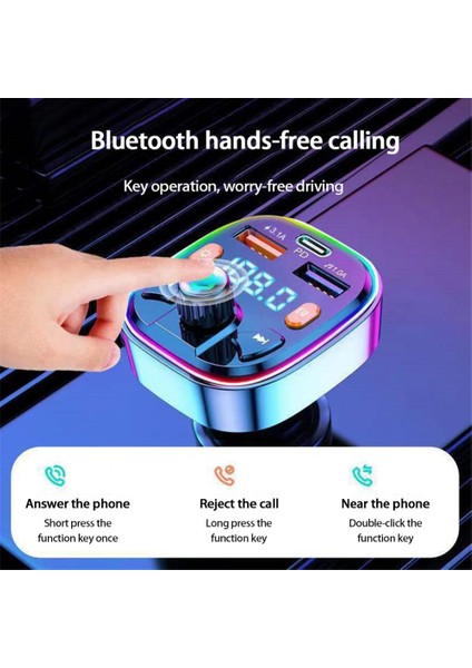 Plz Shop Q7 Bluetooth Araba Şarj Cihazı Arabası Fm Verici - Siyah (Yurt Dışından)