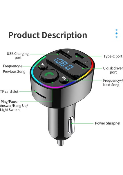 Araba Bluetooth Mp3 Çalar - Siyah (Yurt Dışından)