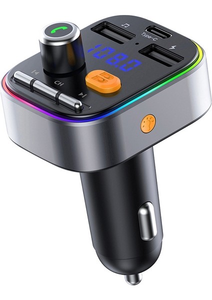 T48C Araba Bluetooth 5.0 Fm Verici Kiti - Siyah (Yurt Dışından)