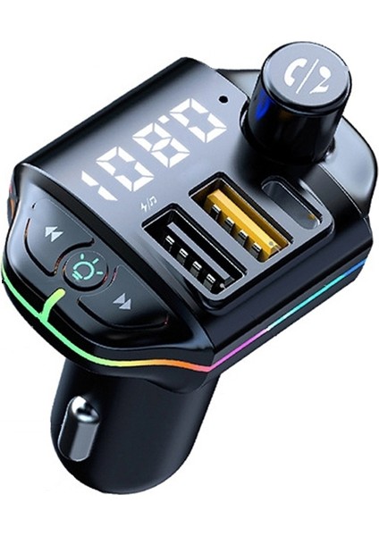 A10 Araba Atmosferi Işık Fm Bluetooth Verici - Siyah (Yurt Dışından)