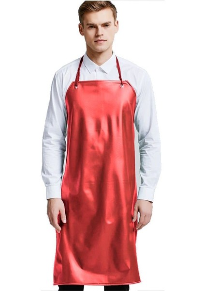 Asit ve Kimyasal Önlüğü - PVC Önlük Su Geçirmez Kırmızı Renk - Aşınmaya Dayanıklı - EnxBoy: 70×110 cm